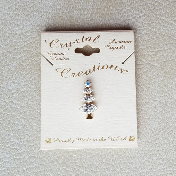 ❌3/$15 Christmas Tree Pin Genuine Handset Austrian Crystal Pin - Picture 2 of 4